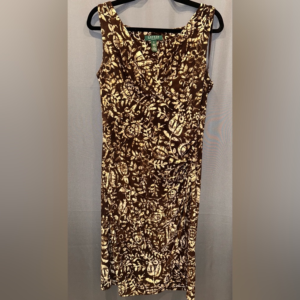 Lauren Ralph Lauren Brown and Cream Floral Dress